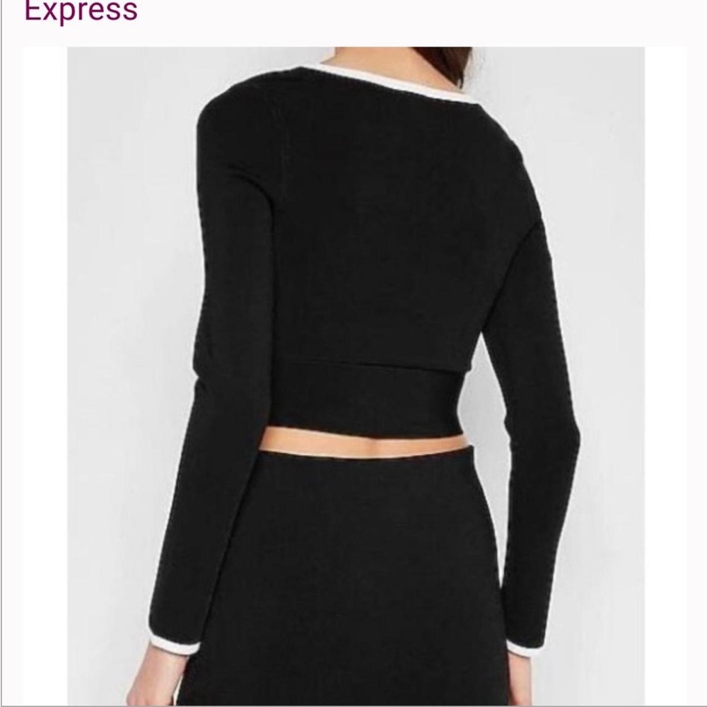 Express Black and White Trim Crop Top